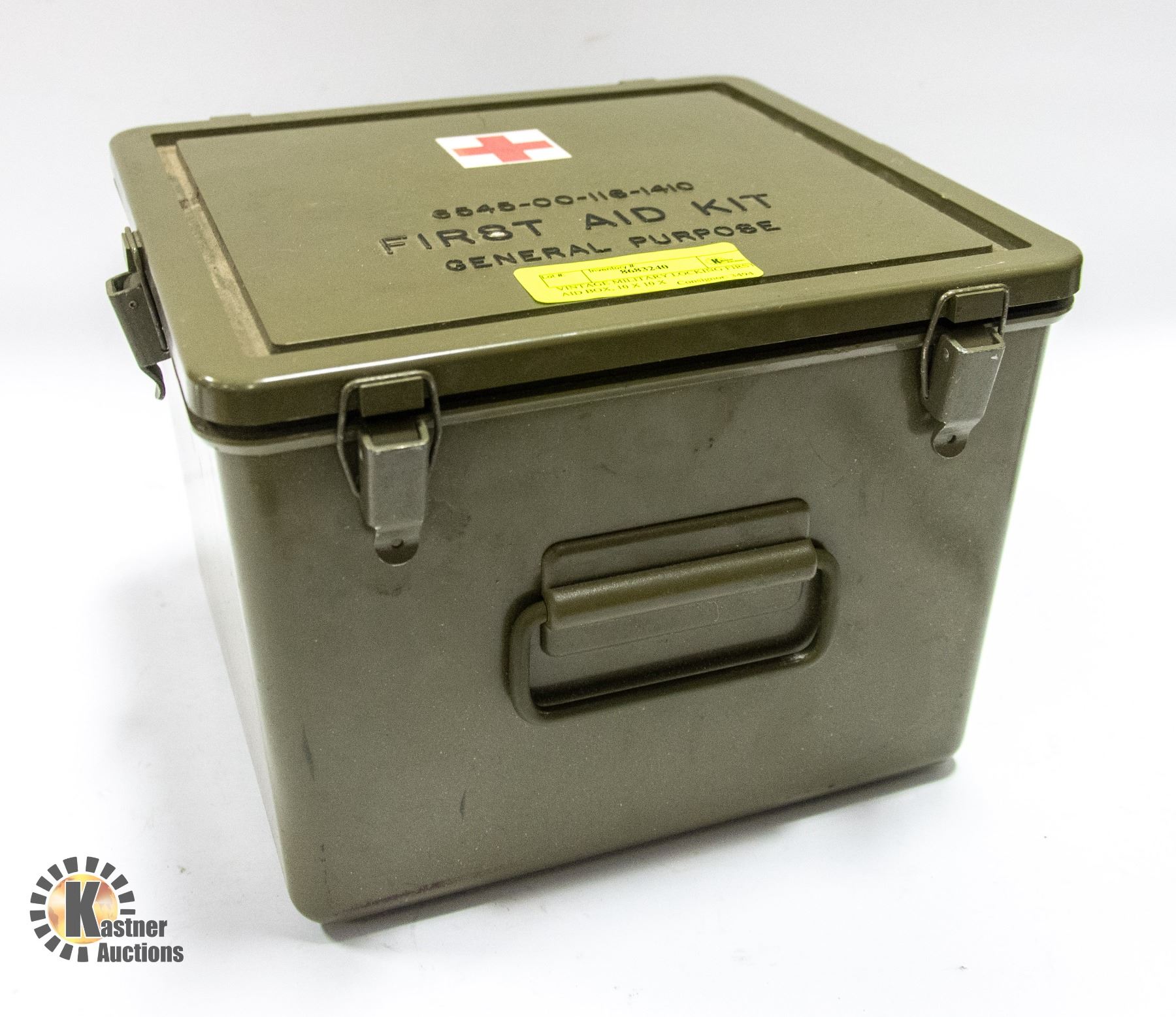 First Response Stab Box VINTAGE MILITARY LOCKING FIRST AID BOX, 10 X 10 X