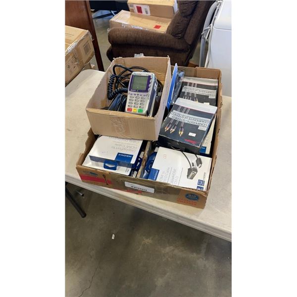 LOT OF NEW HOME AUDIO CONNECTORS AND POS MACHINE