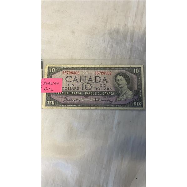 1954 CANADIAN 10 BILL Big Valley Auction 1954-canadian-10-bill-big-valley-auction