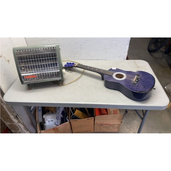 VINTAGE GE ELECTRIC HEATER AND FIRST ACT GUITAR