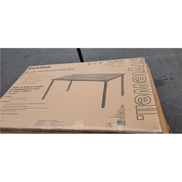 BRAND NEW STYLEWELL GLASSTOP 60" X 38" DINING TABLE