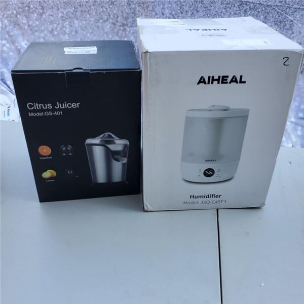 AS NEW AIHEAL DEHUMIDIFIER AND CITRUS JUICER BOTH TESTED AND WORKING