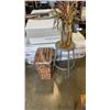 Image 1 : WICKER HAMPER WITH METAL STOOL AND PLANT