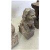 Image 8 : CARVED WOOD STOOL AND 2 FOO DOG STATUES