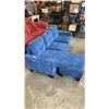 Image 2 : ATHENA CHAISE DARK BLUE LOUNGE SECTIONAL FLOOR MODEL DAMAGE TO RIGHT ARM FRAME AND MIDDLE LEG LOOSE 