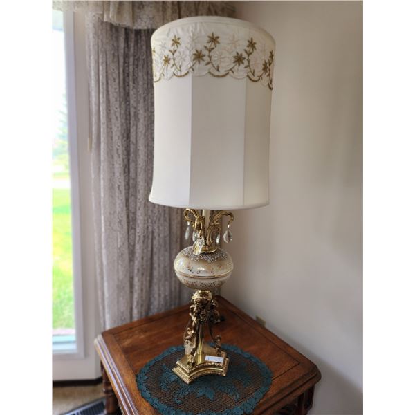 Gold & Cream Vintage Table Lamps - Pair 36T