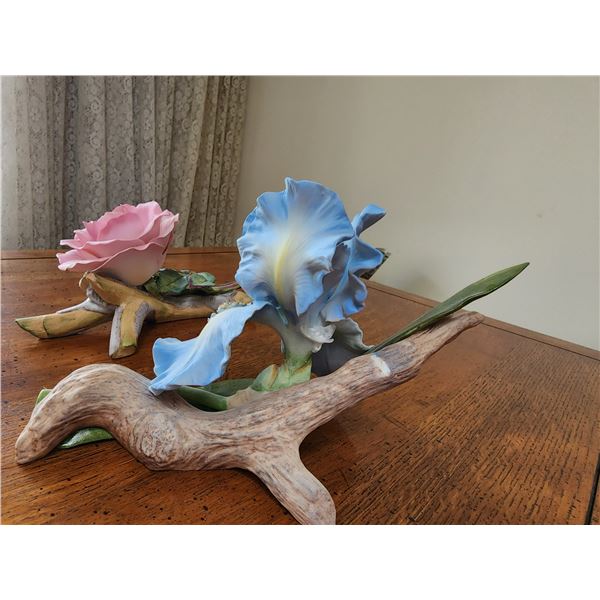Royal Horticulture Society Flower Sculptures Blue Saphire Iris - Queen Elizabeth Rose