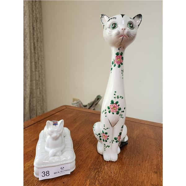Porcelain Cat & Trinkit Holder - Glued Together