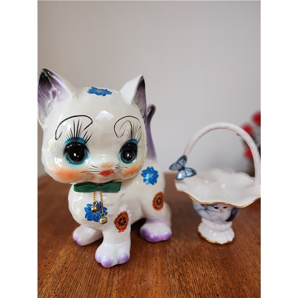 Cat Piggy Bank & Basket 1oT