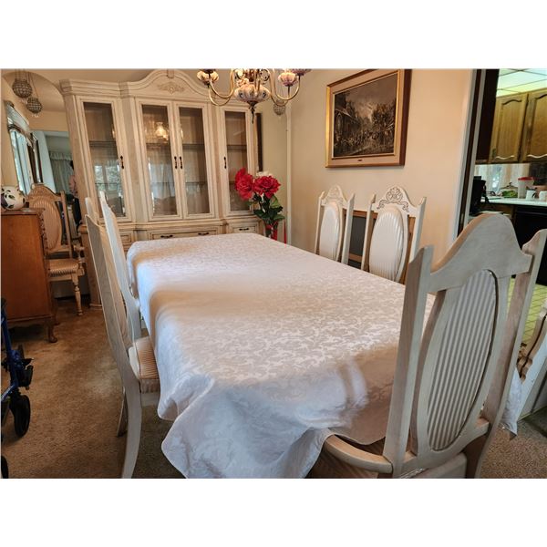 French Provincial 6 Person Dining Table - Two Leaves 96L x 42W x 28T