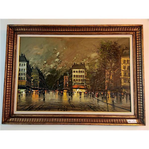 Petrin Original Oil Painting - French Street Scente 36 x 30