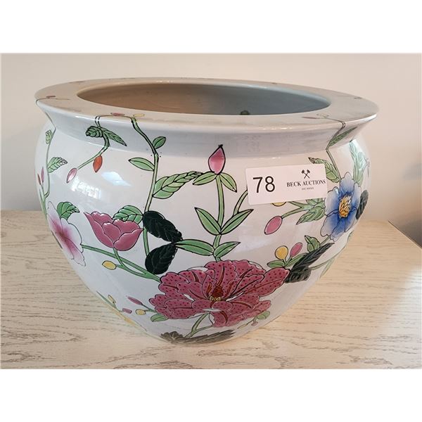 Hand Painted Ceramic Asian Plant Pot 15x13