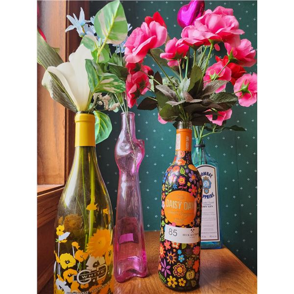 Wine Bottle Silk Flower Arrangements