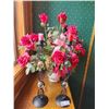 Image 1 : Silk Flower Arrangement and Decorative Candle Holders