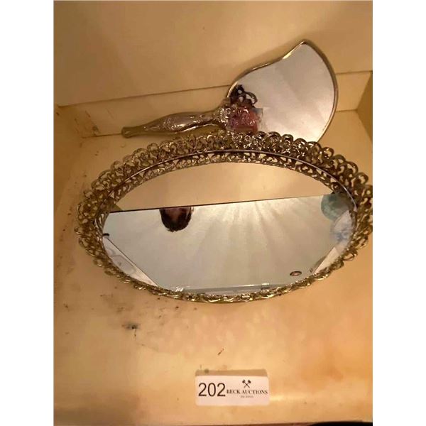 Vintage Vanity, Tray & Hand Mirror