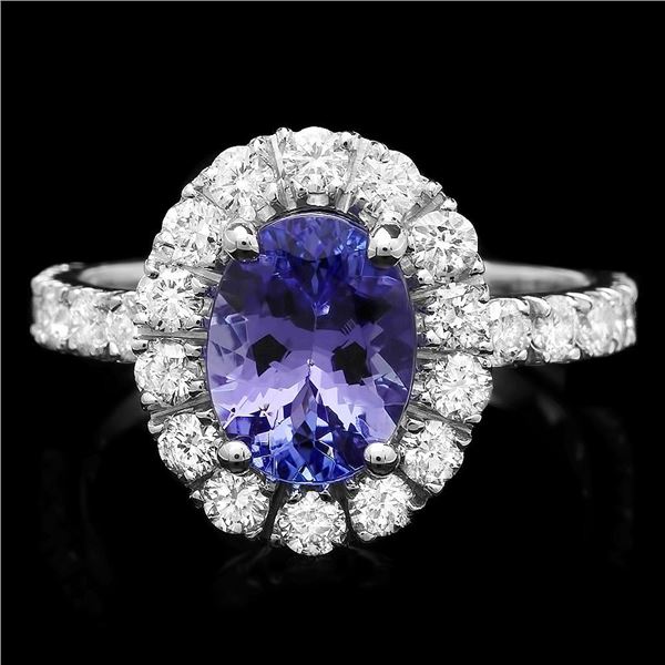 18k Gold 2.5ct Sapphire 3.20ct Diamond Mens Ring
