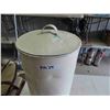 Image 2 : Vintage Painted Flour Bin with Lid 32" to Top of Handle by 12"