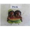 Image 1 : Black Americana Melon Eaters Chalkware Key Holder 5" x 5" 