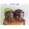 Image 2 : Black Americana Melon Eaters Chalkware Key Holder 5" x 5" 