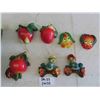 Image 1 : 3 Chalkware Fruit String Dispensers, 2 Chalkware Fruit Key Holders, 2 Chalkware Birds