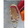 Image 5 : 2 Plastic Pelican Sled/ Short Toboggan , Wooden Kids Sleigh with Back + Side Rails