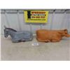 Image 1 : Blow Mold Donkey + Cow - Donkey Lights Up, Cow Needs Wiring - Great for Hee 