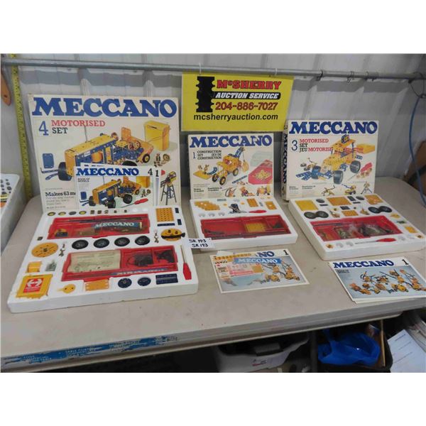 Meccano Sets #1, #3, + #4 in Boxes - Looks Nice But not 100% Sure if Complete - 