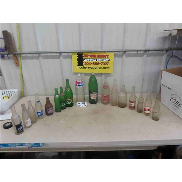 17 Old Pop Bottles ; Stubby, Hi Spot, Wynola, Kik, Mission, plus others