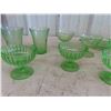 Image 2 : Assorted Green Depression Glass ( uranium?) ; Cups, Ice Cream Cups, Bowl, Platter,