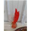 Image 2 : Glass Blown Orange Fish, Clear Glass Vases, Chalkware Flowers, Birds, plus more