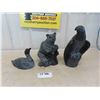 Image 1 : 3 Made in Canada Soapstone Like Carvings ; Eagle, Bear, Duck - Tallest 14"