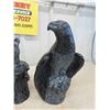 Image 2 : 3 Made in Canada Soapstone Like Carvings ; Eagle, Bear, Duck - Tallest 14"