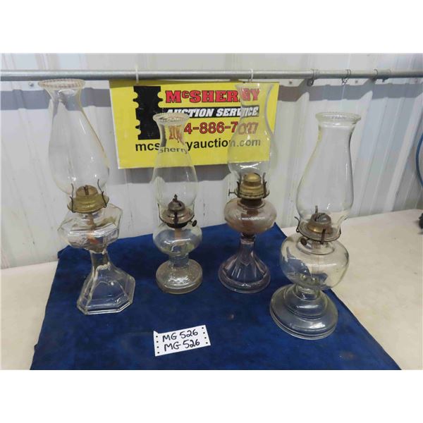 4 Clear Glass Coal Oil Lanterns