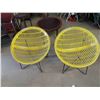 Image 1 : Pair of Vintage Yellow Basket Chairs with Metal Frames