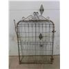 Image 1 : Vintage Metal Steel Wire Yard Gate with Wrought Iron top 33" x 48" 