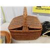 Image 2 : Yogi's Picnic Basket, Wood Bowl, Wooden Box, Seal Beater, Nice Puffy Upholstered 