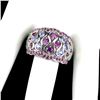 Image 1 : Natural Rhodolite Garnet Emerald Tanzanite Ring