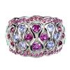 Image 3 : Natural Rhodolite Garnet Emerald Tanzanite Ring