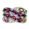 Image 1 : Natural Rhodolite Garnet Amethyst Peridot Ring