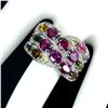 Image 3 : Natural Rhodolite Garnet Amethyst Peridot Ring