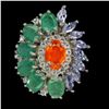 Image 1 : Natural Orange Opal &Colombian Emerald Ring