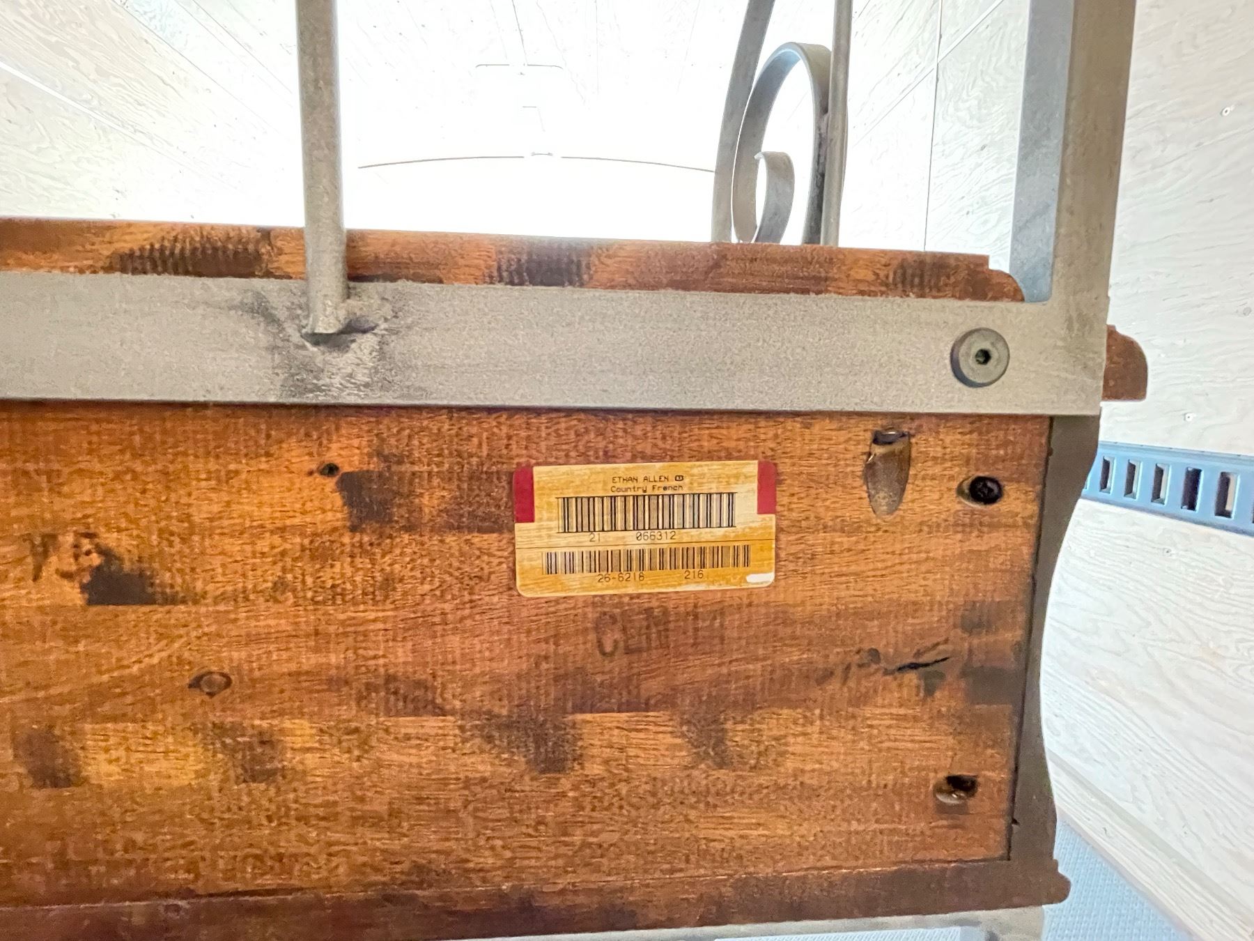 ETHAN ALLEN COUNTRY FRENCH BAKERS' RACK - METAL AND WOOD HUTCH STYLE!