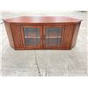 Image 1 : CONTEMPORARY WOOD AND GLASS TV/ELECTRONICS CORNER CABINET; IN VERY GOOD CONDITION