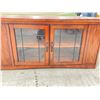 Image 2 : CONTEMPORARY WOOD AND GLASS TV/ELECTRONICS CORNER CABINET; IN VERY GOOD CONDITION