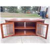 Image 4 : CONTEMPORARY WOOD AND GLASS TV/ELECTRONICS CORNER CABINET; IN VERY GOOD CONDITION