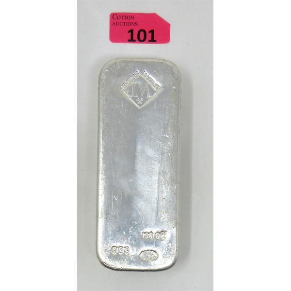 100 Oz .999 Silver Johnson Matthey Loaf Bar with 4 Stamps 