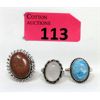 Image 1 : 3 Genuine Gemstone Custom-Made Rings - Stamped .925