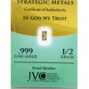 Image 2 : 3 x 1/2 Grain .999 Fine Gold Certified Bars in Assay Cards 