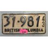 Image 1 : 1943 BC Licence Plate