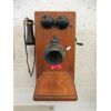 Image 1 : Vintage Wood Case Crank Wall Phone 